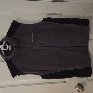 Mens L Columbia Charcoal AND BLACK Sleeveless Fleece Vest